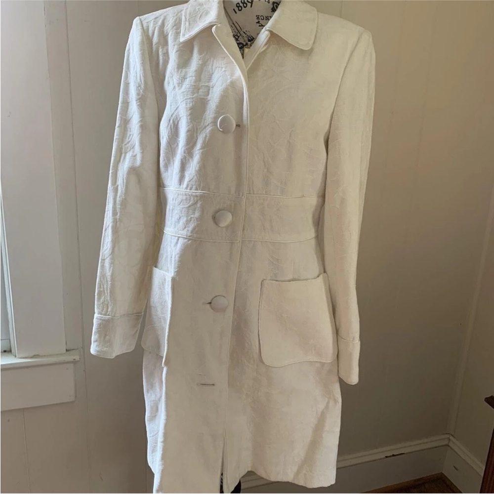 Nine West Off-White Textured Trench Coat